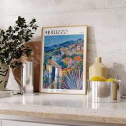 Abruzzo Italy Travel Poster Colorful Italian Village Art Print - thumbnail 3