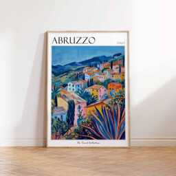 Abruzzo Italy Travel Poster Colorful Italian Village Art Print - thumbnail 2