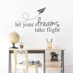 Kids Airplane Bedroom Decor, Children's Playroom Wall Art Saying, Toddler Aviation Travel Accent Sign, Large Baby Nursery Sticker Decal - thumbnail 1