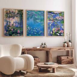 Set Of 3 Water Lilies Print, Claude Monet Floral Posters, Wall Art, Flower Poster Set, Nature A1/A2/A3/A4 - thumbnail 3