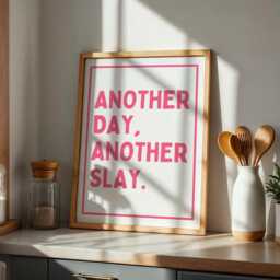 Another Day Slay Wall Print, Coquette Trendy Girly Art, Pink Decor, Sassy Girl Print , Bedroom Poster - thumbnail 2
