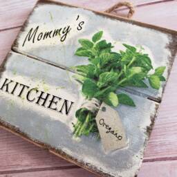 Oregano Herb Wooden Kitchen Sign Rustic Wall Decor - thumbnail 3