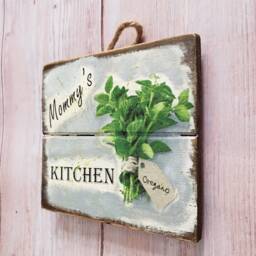 Oregano Herb Wooden Kitchen Sign Rustic Wall Decor - thumbnail 2