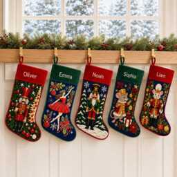 Handmade Needlepoint Xmas Stocking, Custom Name Nutcracker Christmas Old-Fashioned Gift - thumbnail 3