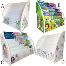 Personalised Children's Bookcase - Woodland & Jungle Themes Nursery Bookshelf With Name Fully Assembled Handmade in UK - thumbnail 3