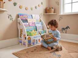 Montessori Bookshelf, Free Personalisation - Kids Bookcase, Toddler Fully Assembled, Nursery New Baby Gift - thumbnail 1