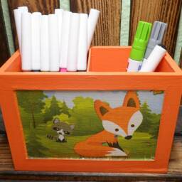 Utensil Box Pencil With Fox Made Of Wood For Children - thumbnail 4