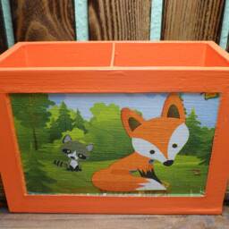 Utensil Box Pencil With Fox Made Of Wood For Children - thumbnail 2