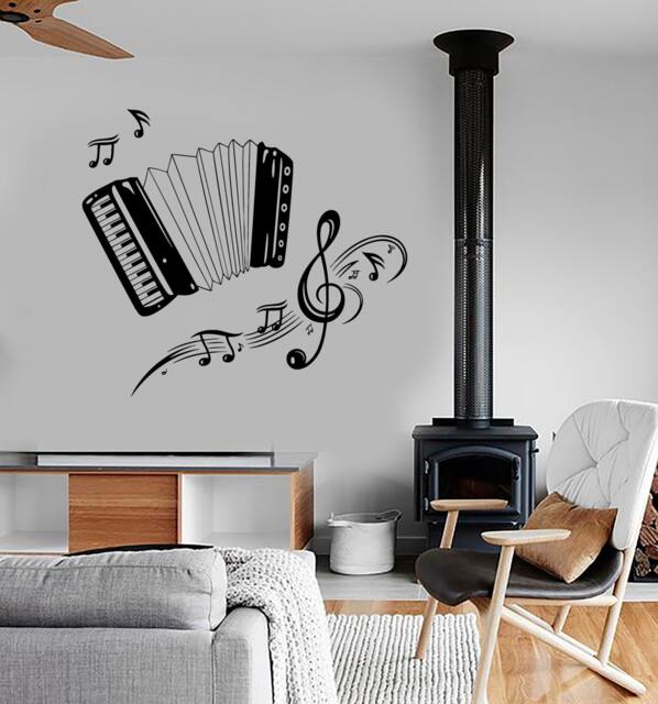 Wall Vinyl Music Accordion Set Of Notes Guaranteed Quality Decal 1689Dz - image 1
