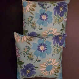 Square Blue & Turquoise Spring Flowers Pillow Set - thumbnail 2