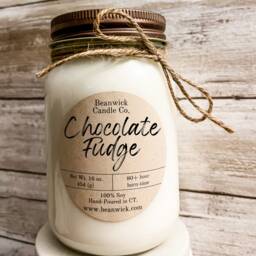 Chocolate Fudge Soy Candle 80+ Hour Burn Time in Mason Jar - thumbnail 1