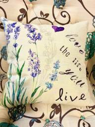 Burlap, Lavender, Decorative Pillow Covers - thumbnail 1