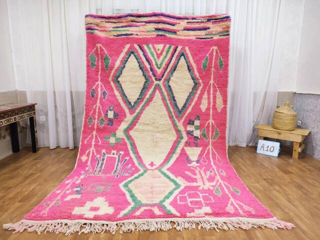 Handwoven Moroccan Boujaad Rug - Colorful Berber Wool Boho Carpet - image 1