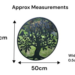 50cm Mirrored Black Wall Art Birds in Tree Mirror Garden Home Gift Nature Decor - thumbnail 2