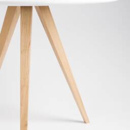Finn 3 - Round White Table, Dining With Solid Oak Legs - thumbnail 3
