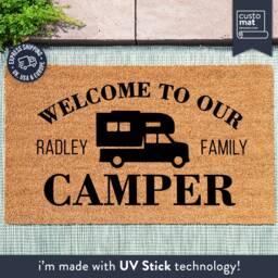 Rv Motorhome Outdoor Doormat - Personalized Camper Accessories Camping Rug Family Mat Birthday Gift Personalised Welcome To Our - thumbnail 1