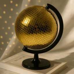 Disco Globe Decor Real Glass Mirror Tile, 70S Retro Accent - thumbnail 2