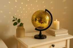 Disco Globe Decor Real Glass Mirror Tile, 70S Retro Accent - thumbnail 1
