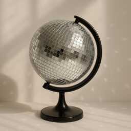 Disco Globe Decor Real Glass Mirror Tile, 70S Retro Accent - thumbnail 3