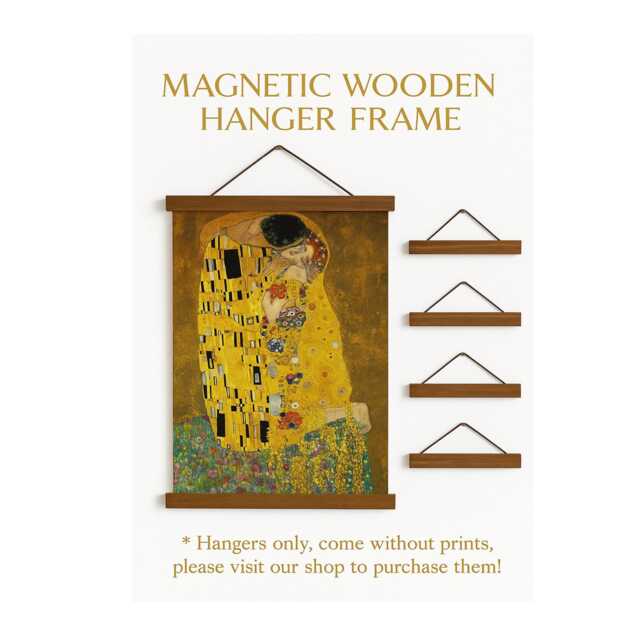 Magnetic Wooden Poster Hanger - Art Print Frame, Picture Hanger, Wall Hanging, Natural Wood Photo Display, Painting - image 1