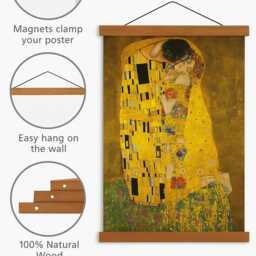 Magnetic Wooden Poster Hanger - Art Print Frame, Picture Hanger, Wall Hanging, Natural Wood Photo Display, Painting - thumbnail 3