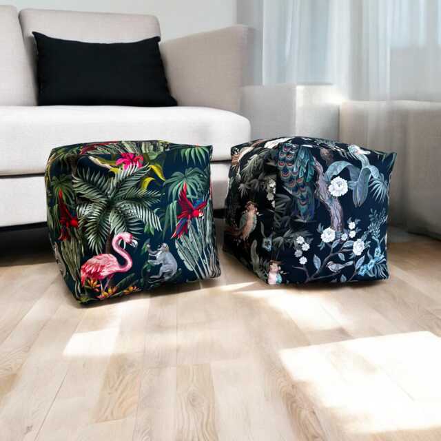 Velour Velvet Printed Bean Bag Cubes - 3 Unique Patterns To Pick From - image 1