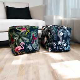 Velour Velvet Printed Bean Bag Cubes - 3 Unique Patterns To Pick From - thumbnail 1