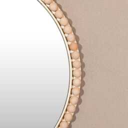 Bobble Bobbin Round Natural Wooden 50cm Gold Edge Wall Mirror - thumbnail 2
