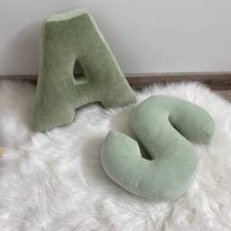 Black Letter Pillow Velour Personalized Monogram Cushion, Kid Room Decor - thumbnail 2