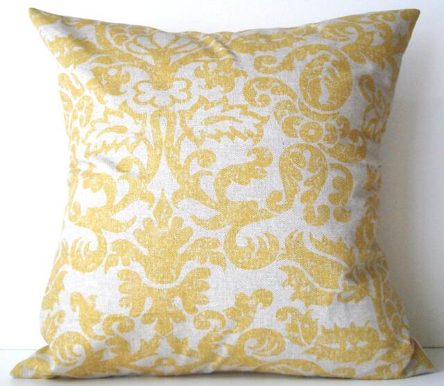 New 18x18 Inch Designer Handmade Pillow Cases in Yellow & Linen Color