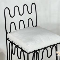 Set Of Moroccan Iron Chairs - Handpainted Wrought Iron Stools For Home Furniture- Indoor/Outdoor Chair With Free Upholstery - thumbnail 3