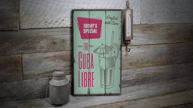 The Cuba Libre Sign, Rum & Coke Come Drink Here, Fun Wooden Sale Decor, Wall Decor - Old Signs Gifts - image 1