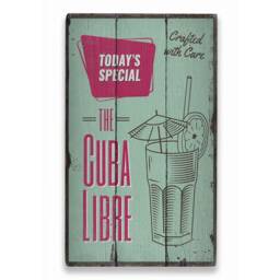 The Cuba Libre Sign, Rum & Coke Come Drink Here, Fun Wooden Sale Decor, Wall Decor - Old Signs Gifts - thumbnail 2