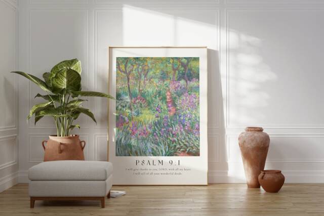 Psalm 91 I Will Give Thanks To You, Lord Poster, Claude Monet, Bible Verse Prints, Modern Christian Home Decor, Faith Poster - image 1