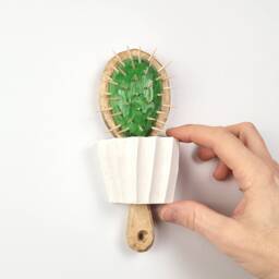 Wooden Cactus Hairbrush Sculpture, Botanical Wall Art - thumbnail 3