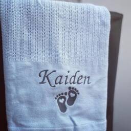 Personalised Cellular Blanket Newborn Gift New Baby Blankets With Embroidered Name Breathable Wrap Keepsake Receiving - thumbnail 2