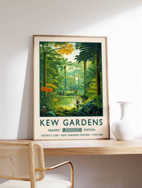 Kew Gardens Print, London Poster, Botanical William Morris Vintage Wall Art, Floral Rousseau A1/A2/A3/A4 - image 1