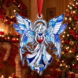 Custom Name Heavenly Angel Wings Ornament, Christmas Tree Car Hanging Decor, Flat 2D Ornament Acrylic Wooden Guardian Keepsake Gift 2026