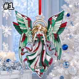 Custom Name Heavenly Angel Wings Ornament, Christmas Tree Car Hanging Decor, Flat 2D Ornament Acrylic Wooden Guardian Keepsake Gift 2026 - thumbnail 2