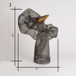 steel Wire Mesh Sculpture With 8K Gold Ceramic, Abstract Table Decor - thumbnail 4