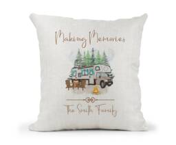 Personalised Motorhome Campervan Cream Canvas Cushion, Making Memories, Family Gift.. Wedding, Anniversary Gift - thumbnail 1