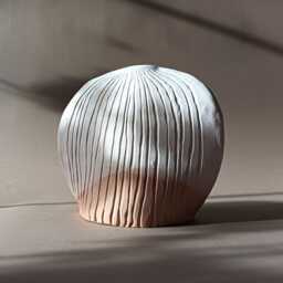 Sculpture Vase, Matte Cream Vase With Relief, Elegant Wabi Kusa Sculpture - thumbnail 3