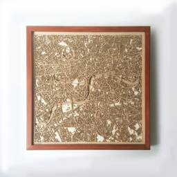 London Wooden Map - Laser Cut Mahogany Framed Wall Art - thumbnail 1