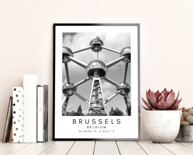 Atomium Brussels Print Minimalist Belgium Travel Art - image 1