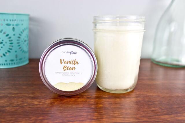 Vanilla Bean Soy Candle in Half Pint Mason Jar - Candles Handmade Wood Wick - image 1