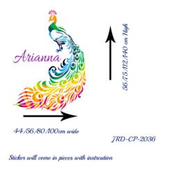 Personalised Peacock Wall Sticker, Custom Name Nursery Decal, Vinyl Art - thumbnail 3
