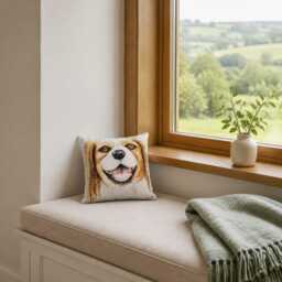 Spaniel Dog Cushion 12 X Inch - Small Faux Suede Pet Pillow Lover Gift Country Home D??cor Brown & White - thumbnail 2