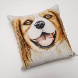 Spaniel Dog Cushion 12 X Inch - Small Faux Suede Pet Pillow Lover Gift Country Home D??cor Brown & White - thumbnail 3