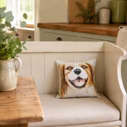 Spaniel Dog Cushion 12 X Inch - Small Faux Suede Pet Pillow Lover Gift Country Home D??cor Brown & White - thumbnail 4