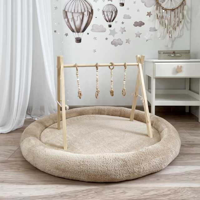 Teddy Plush Padded Play Mat White Warm - Ecru Beige Gray Mustard Graphite - image 1